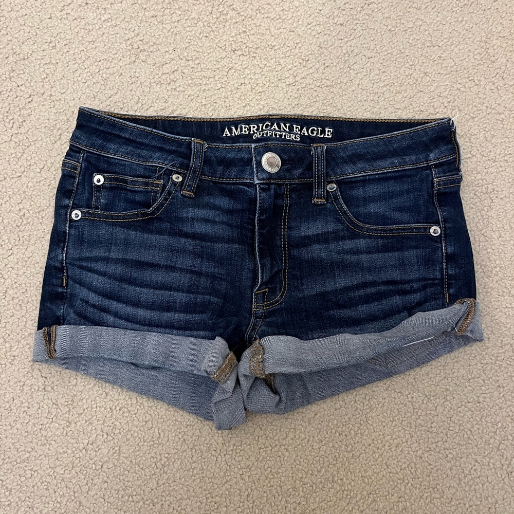 American Eagle Low Rise Stretch Jean Shorts Dark Wash